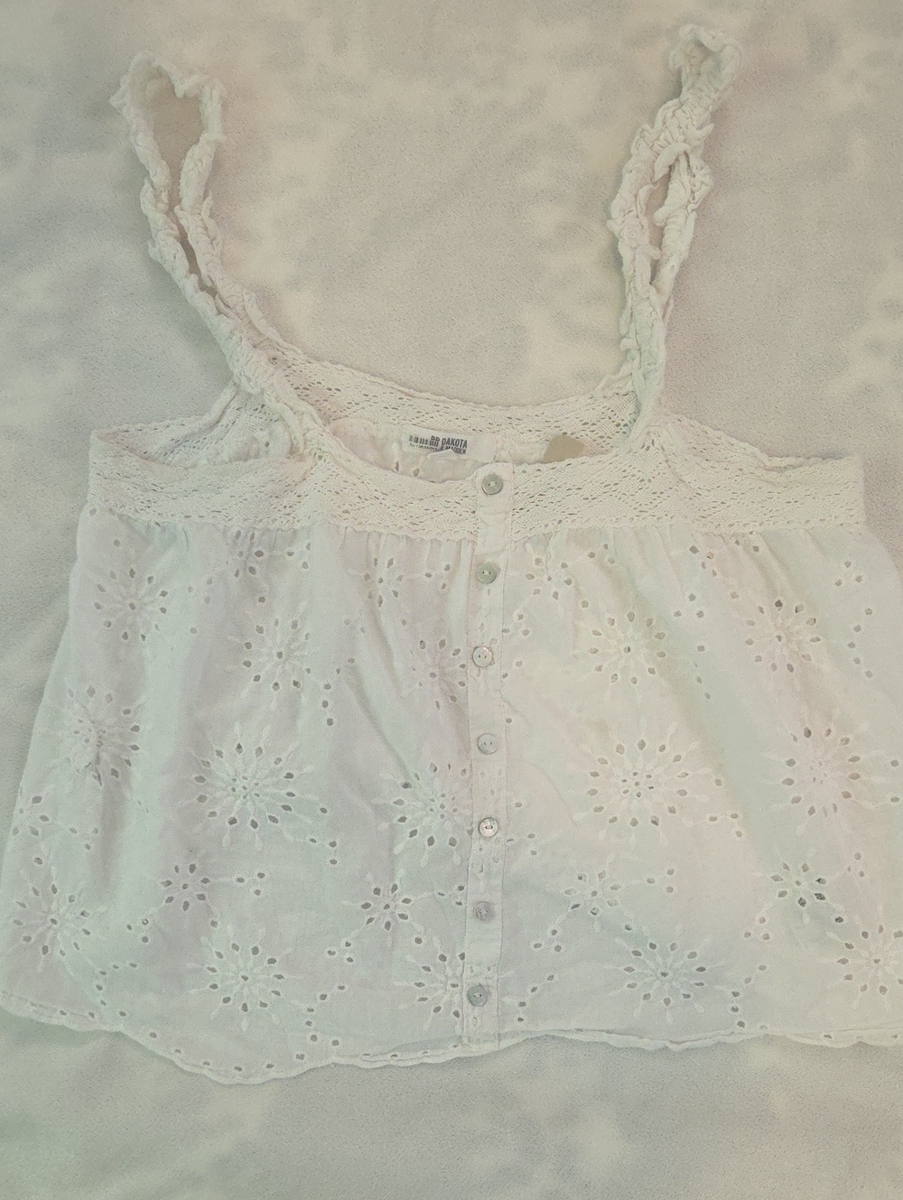BB Dakota by Steve Madden White Eyelet Button-Front Camisole